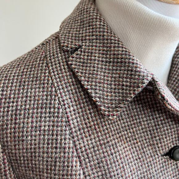 Vintage 50s Brown Wool Tweed Bespoke Blazer Large Quiet Luxury Academia - Picture 2 of 14